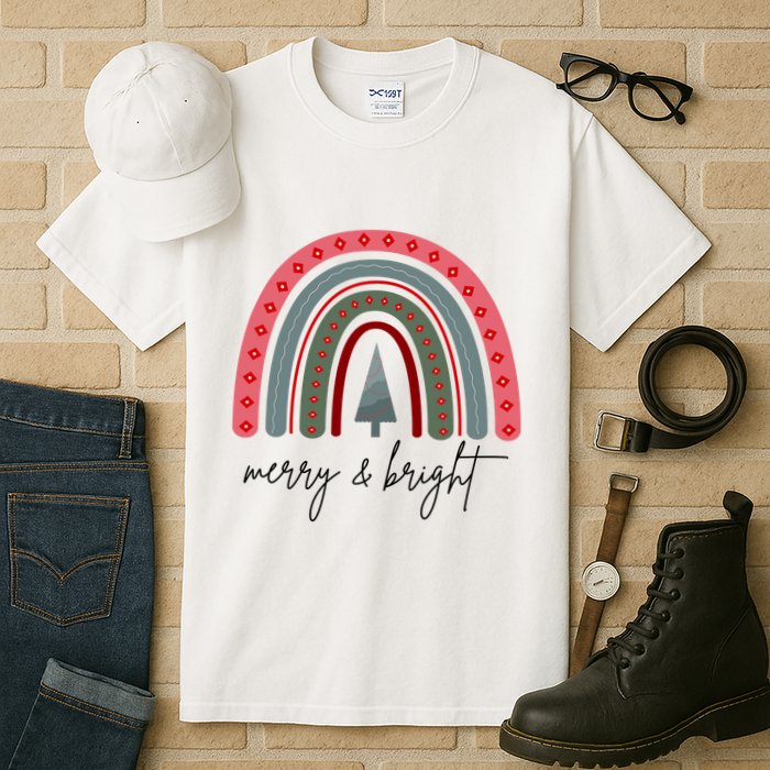 Merry And Bright Rainbow Holiday Tall T-Shirt