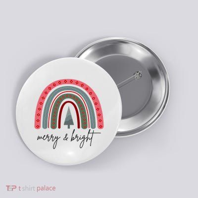 Merry And Bright Rainbow Holiday Button