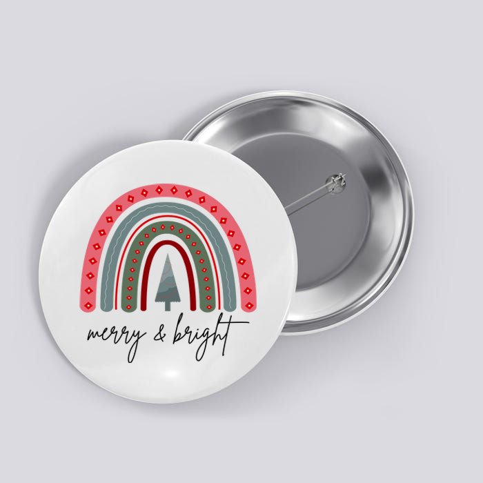 Merry And Bright Rainbow Holiday Button