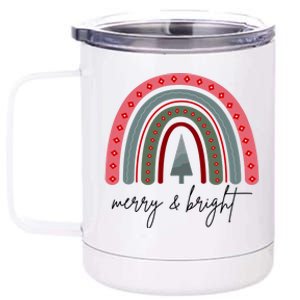 Merry And Bright Rainbow Holiday 12 oz Stainless Steel Tumbler Cup