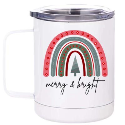 Merry And Bright Rainbow Holiday 12 oz Stainless Steel Tumbler Cup