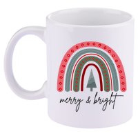 Merry And Bright Rainbow Holiday 11oz C Handle Ceramic Mug