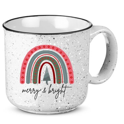 Merry And Bright Rainbow Holiday 15oz Campfire Ceramic Mug