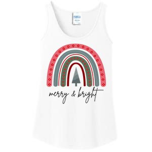 Merry And Bright Rainbow Holiday Ladies Essential Tank