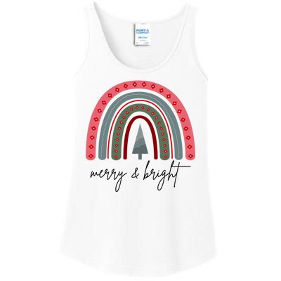 Merry And Bright Rainbow Holiday Ladies Essential Tank