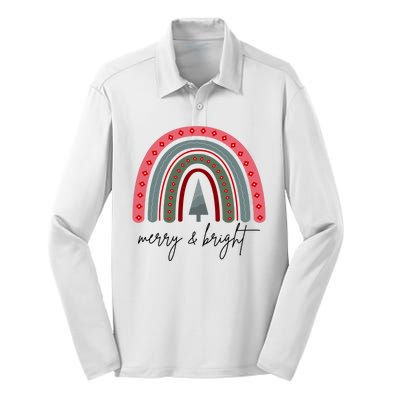 Merry And Bright Rainbow Holiday Silk Touch Performance Long Sleeve Polo