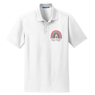 Merry And Bright Rainbow Holiday Dry Zone Grid Polo