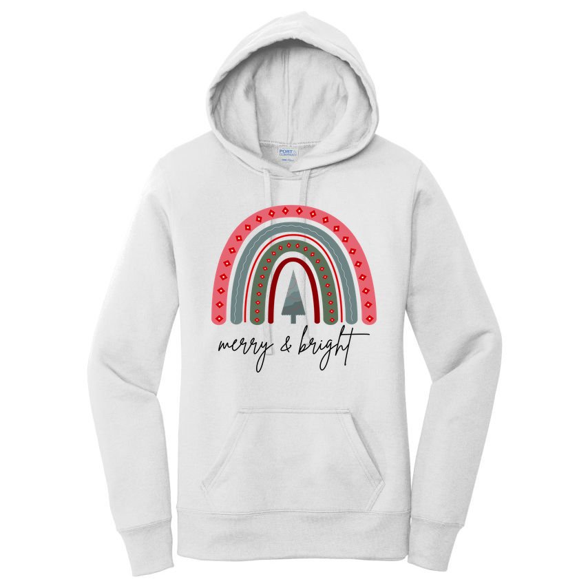 Merry And Bright Rainbow Holiday Women's Pullover Hoodie