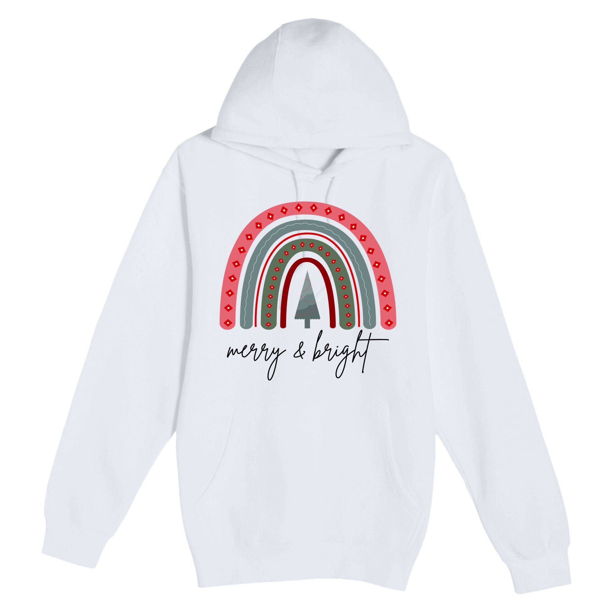 Merry And Bright Rainbow Holiday Premium Pullover Hoodie