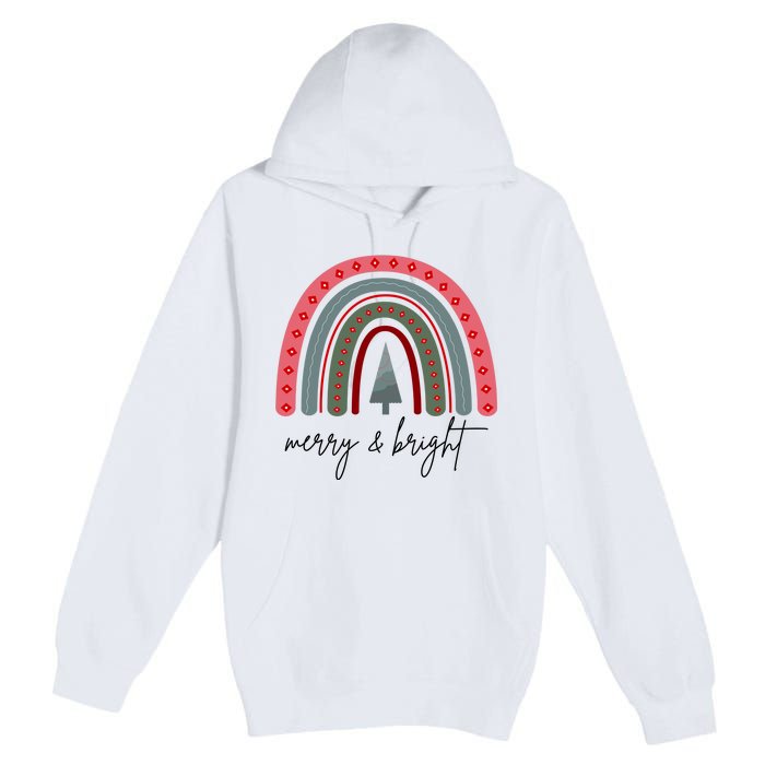 Merry And Bright Rainbow Holiday Premium Pullover Hoodie