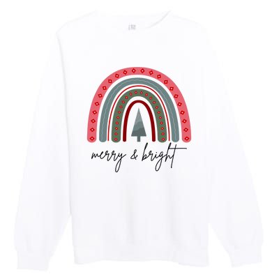 Merry And Bright Rainbow Holiday Premium Crewneck Sweatshirt