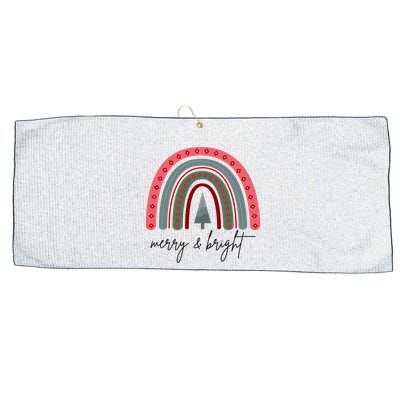 Merry And Bright Rainbow Holiday Large Microfiber Waffle Golf Towel