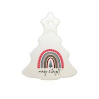 Merry And Bright Rainbow Holiday Ceramic Tree Ornament