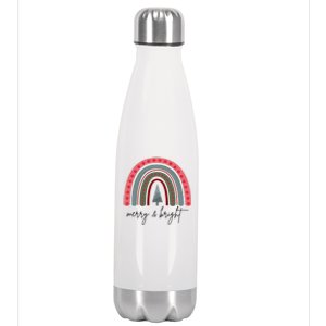 Merry And Bright Rainbow Holiday Stainless Steel Insulated Water Bottle