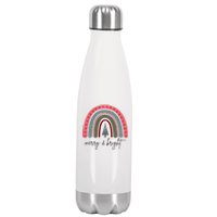 Merry And Bright Rainbow Holiday Stainless Steel Insulated Water Bottle