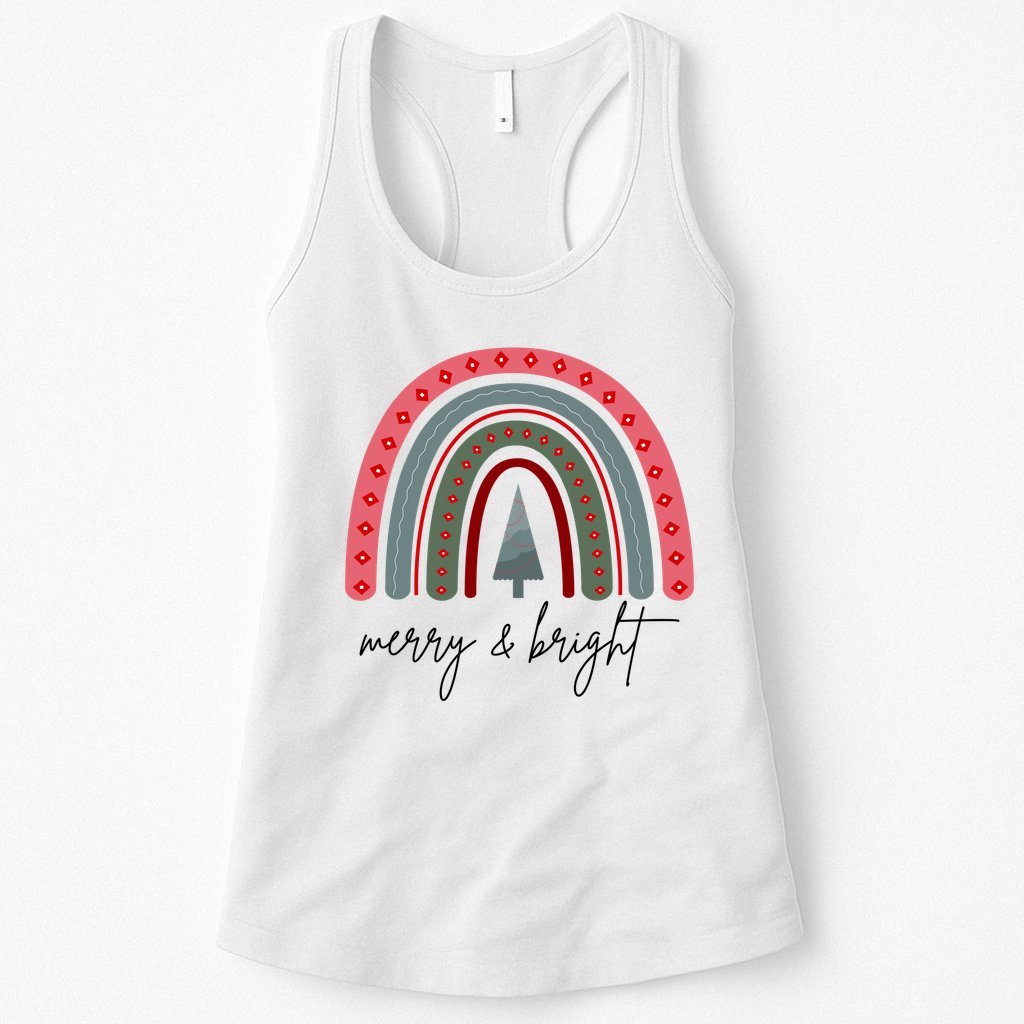 Merry And Bright Rainbow Holiday Womens Tank Top