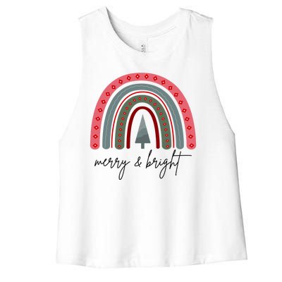 Merry And Bright Rainbow Holiday Women's Racerback Cropped Tank