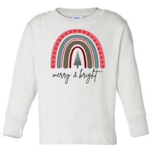 Merry And Bright Rainbow Holiday Toddler Long Sleeve Shirt