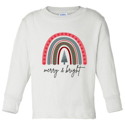 Merry And Bright Rainbow Holiday Toddler Long Sleeve Shirt