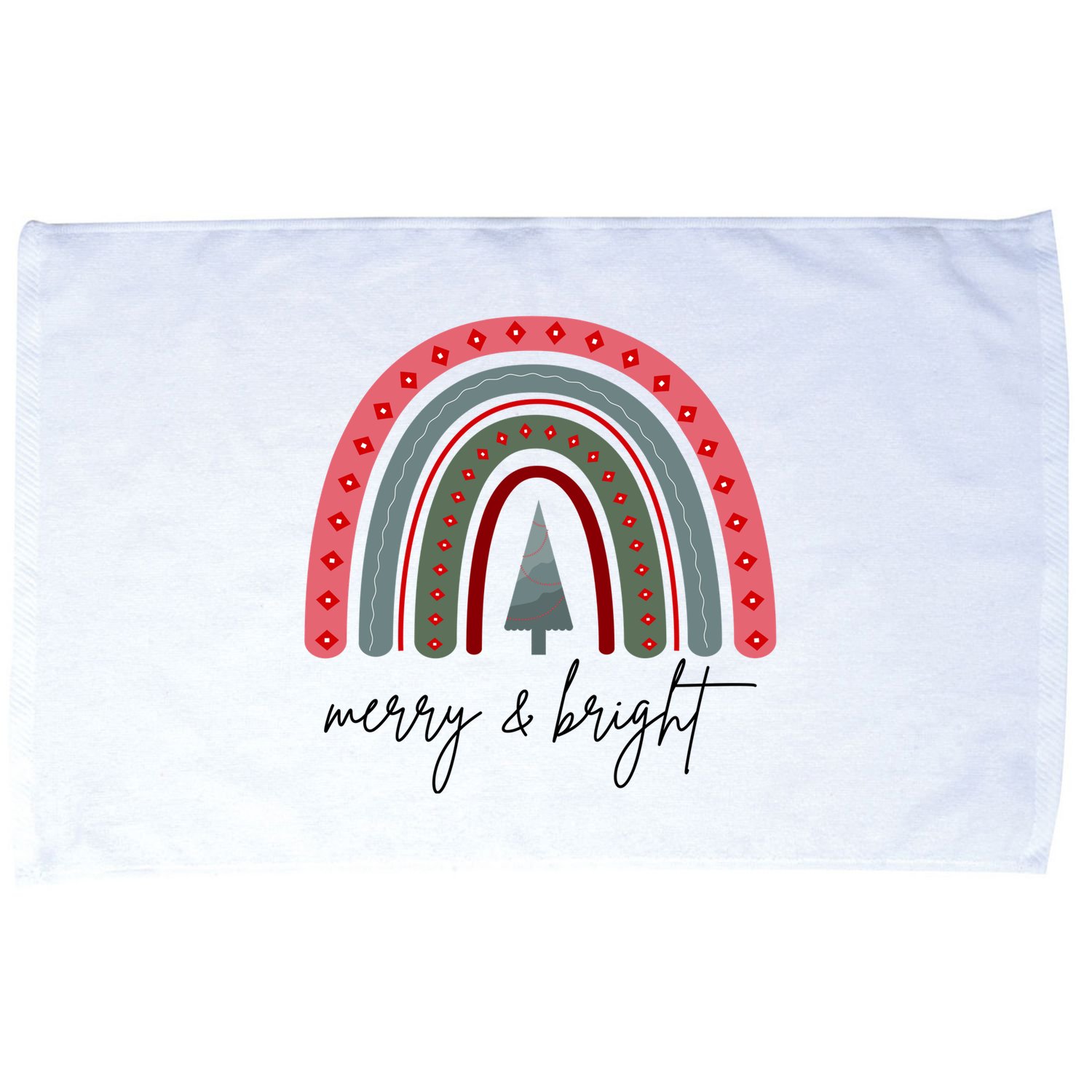 Merry And Bright Rainbow Holiday Microfiber Hand Towel
