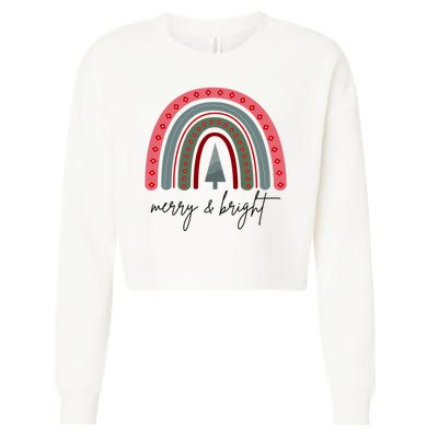 Merry And Bright Rainbow Holiday Cropped Pullover Crew