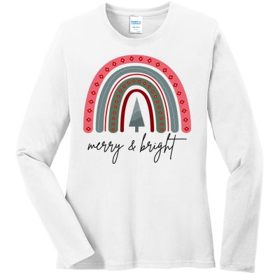 Merry And Bright Rainbow Holiday Ladies Long Sleeve Shirt