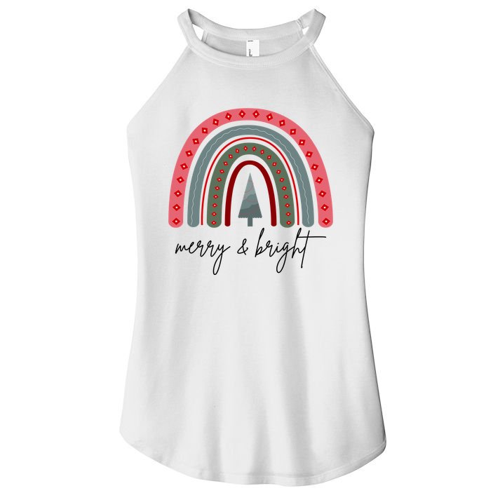 Merry And Bright Rainbow Holiday Women's Perfect Tri Rocker Tank