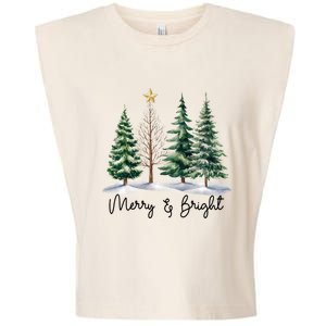 Merry And Bright Christmas Light Matching Family Xmas Garment-Dyed Women's Muscle Tee