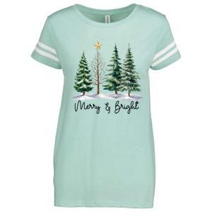 Merry And Bright Christmas Light Matching Family Xmas Enza Ladies Jersey Football T-Shirt