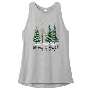 Merry And Bright Christmas Light Matching Family Xmas Ladies PosiCharge Tri-Blend Wicking Tank