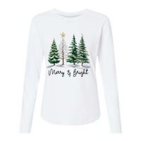 Merry And Bright Christmas Light Matching Family Xmas Womens Cotton Relaxed Long Sleeve T-Shirt