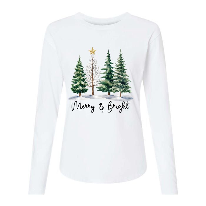 Merry And Bright Christmas Light Matching Family Xmas Womens Cotton Relaxed Long Sleeve T-Shirt