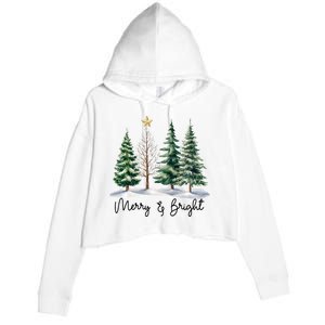 Merry And Bright Christmas Light Matching Family Xmas Crop Fleece Hoodie