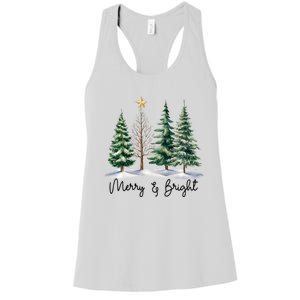 Merry And Bright Christmas Light Matching Family Xmas Women's Racerback Tank