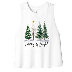 Merry And Bright Christmas Light Matching Family Xmas Women's Racerback Cropped Tank