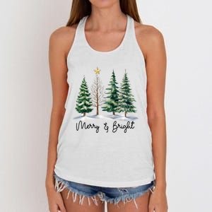 Merry And Bright Christmas Light Matching Family Xmas Women's Knotted Racerback Tank