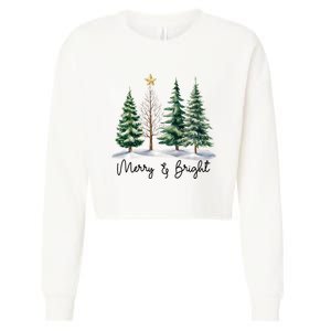 Merry And Bright Christmas Light Matching Family Xmas Cropped Pullover Crew