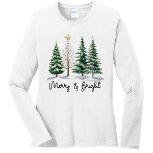 Merry And Bright Christmas Light Matching Family Xmas Ladies Long Sleeve Shirt