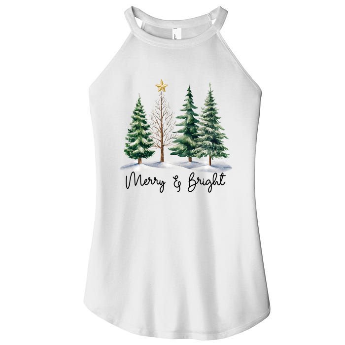 Merry And Bright Christmas Light Matching Family Xmas Women's Perfect Tri Rocker Tank