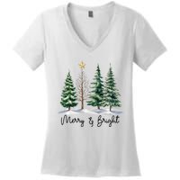 Merry And Bright Christmas Light Matching Family Xmas Women's V-Neck T-Shirt