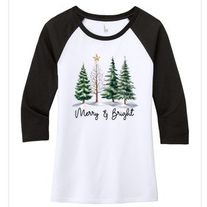 Merry And Bright Christmas Light Matching Family Xmas Women's Tri-Blend 3/4-Sleeve Raglan Shirt