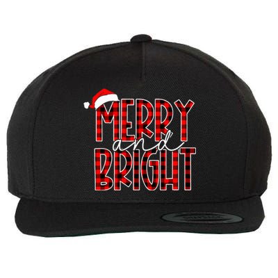 Merry and Bright Buffalo Plaid Red Santa Hat Christmas Xmas  Wool Snapback Cap