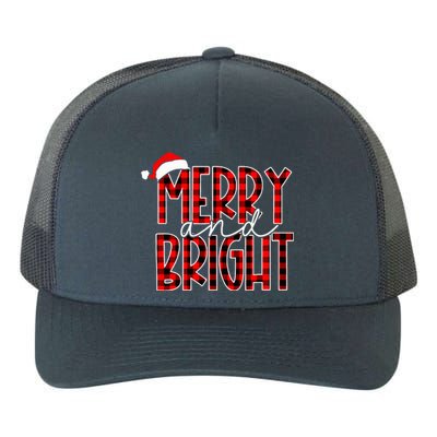 Merry and Bright Buffalo Plaid Red Santa Hat Christmas Xmas  Yupoong Adult 5-Panel Trucker Hat