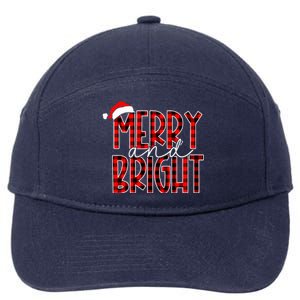 Merry and Bright Buffalo Plaid Red Santa Hat Christmas Xmas  7-Panel Snapback Hat