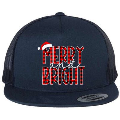 Merry and Bright Buffalo Plaid Red Santa Hat Christmas Xmas  Flat Bill Trucker Hat