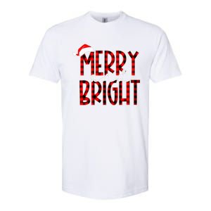 Merry and Bright Buffalo Plaid Red Santa Hat Christmas Xmas  Softstyle CVC T-Shirt