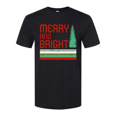 Merry And Bright Christmas Tree Xmas Holiday Retro Vintage Softstyle® CVC T-Shirt