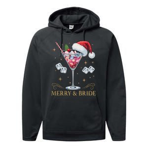 Merry And Bride Bachelorette Party Cocktail Drink Christmas Performance Fleece Hoodie