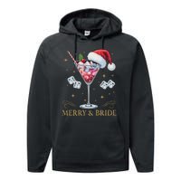 Merry And Bride Bachelorette Party Cocktail Drink Christmas Performance Fleece Hoodie