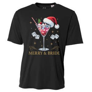 Merry And Bride Bachelorette Party Cocktail Drink Christmas Cooling Performance Crew T-Shirt